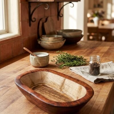 Handcrafted Wooden Candle Boat Bowl (6×4 Inch)