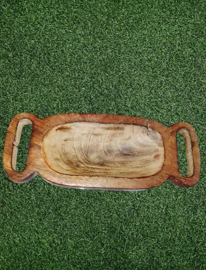 Wooden Candle Handle Tray Bowl 8*4 (inch) - Image 2