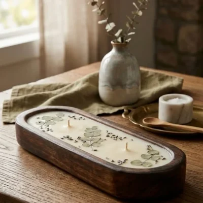 Wooden Candle Oval Bowl 10*4 (inch)