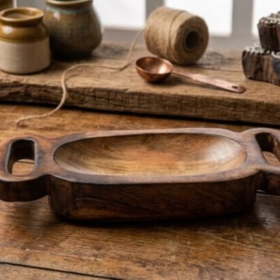 Wooden Candle Handle Tray Bowl 10*4 (inch)