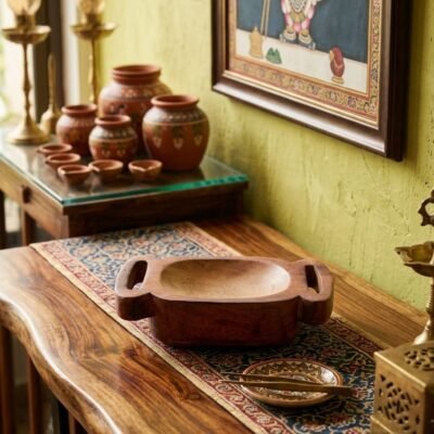 Wooden Candle Handle Tray Bowl 6*4 (inch)