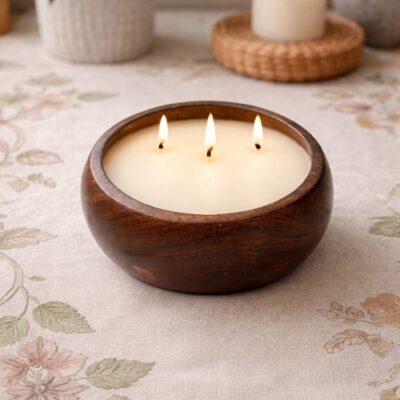 Wooden Candle Urli 4 inch