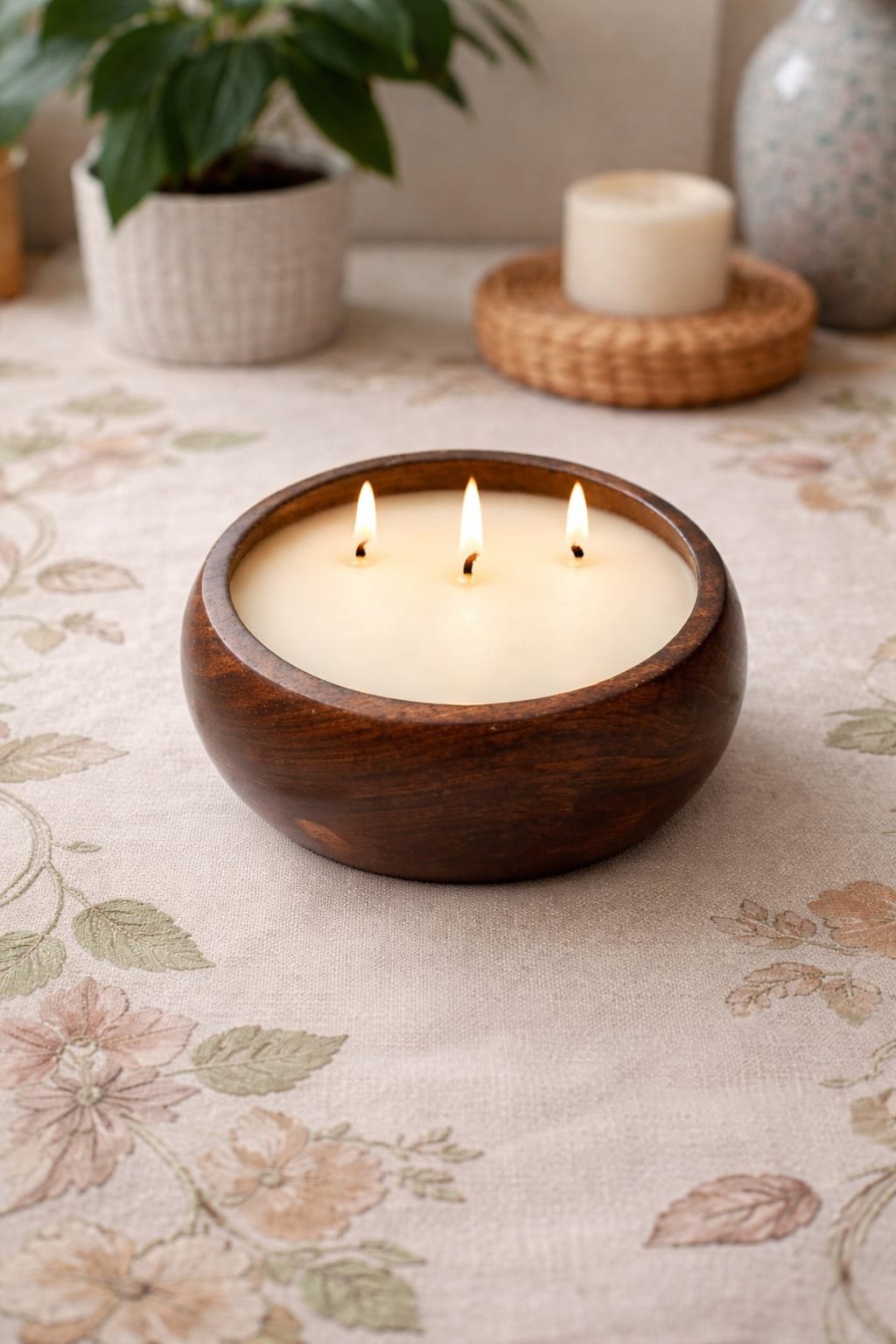 Wooden Candle Urli 4 inch