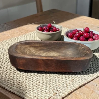 Wooden Candle Oval Bowl 8*4 (inch)