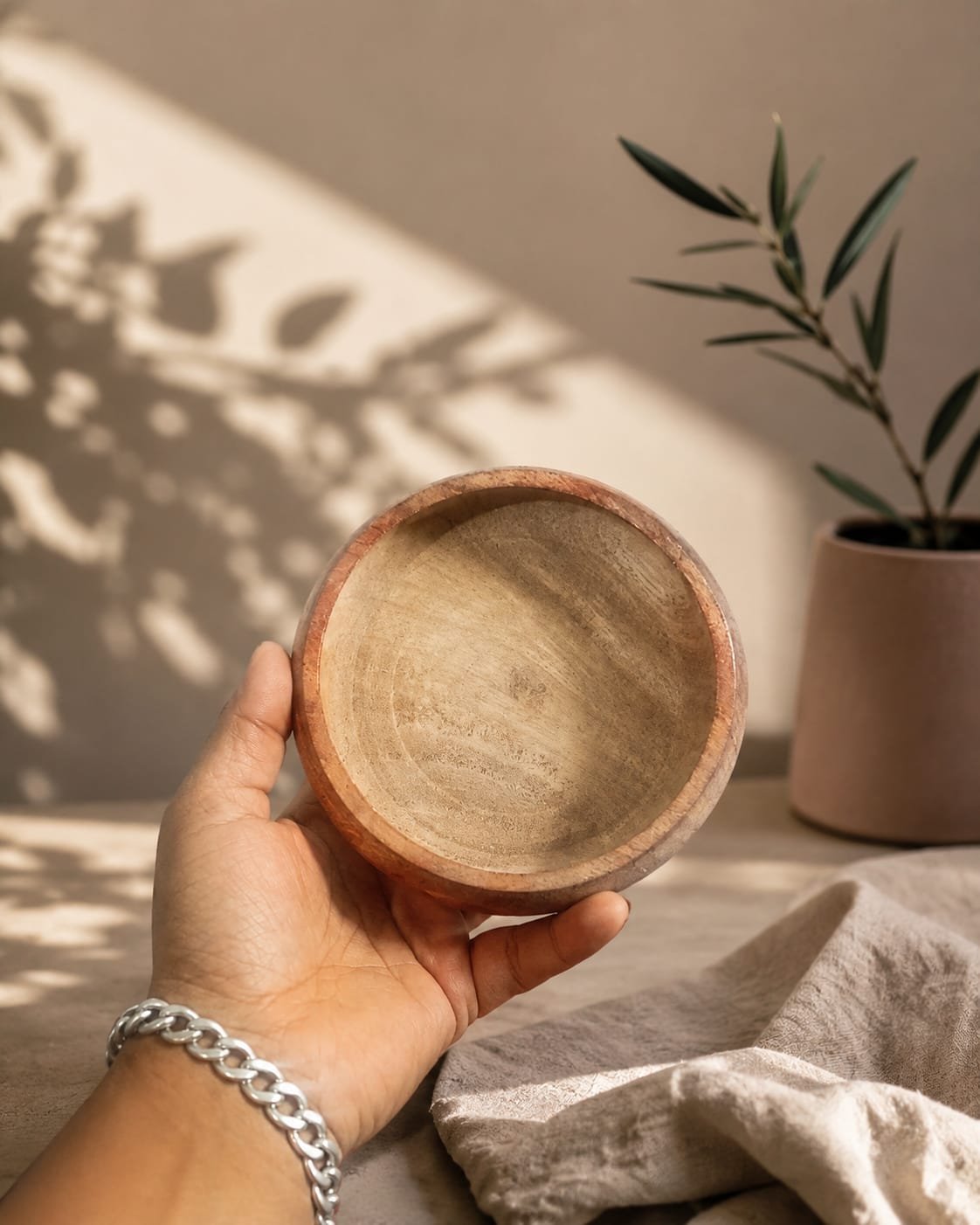 Wooden Candle Urli 6inch - Image 4