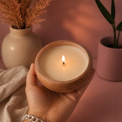 Wooden Candle Urli 6inch