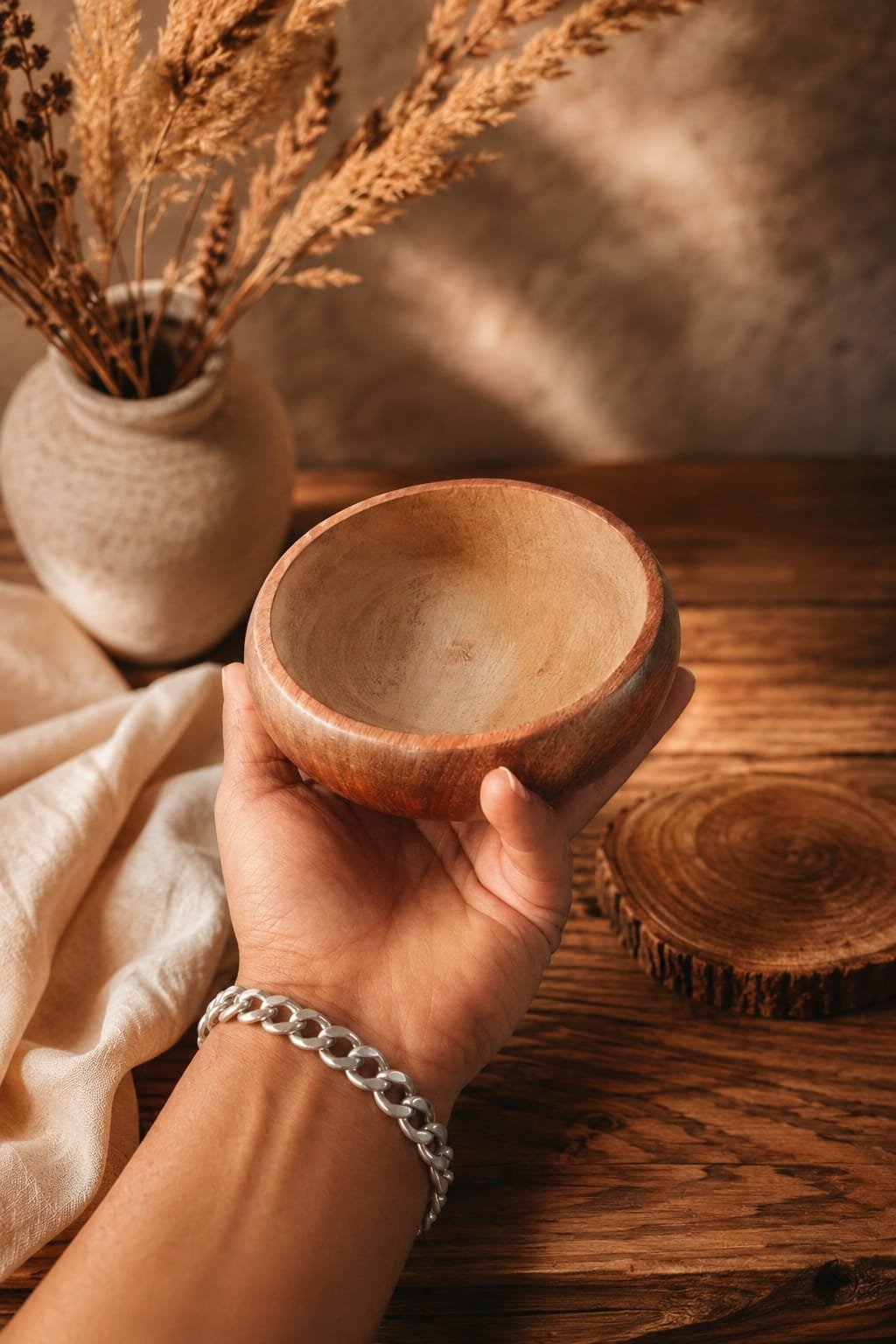 Wooden Candle Urli 6inch - Image 2