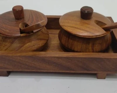 Wooden Handi set of 2