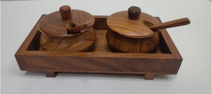 Wooden Handi set of 2
