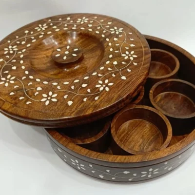 Masala box White work 10"