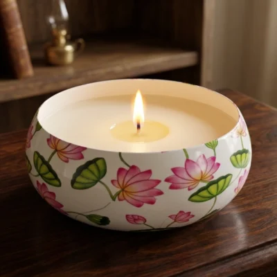 Lotus Bloom Ceramic Candle