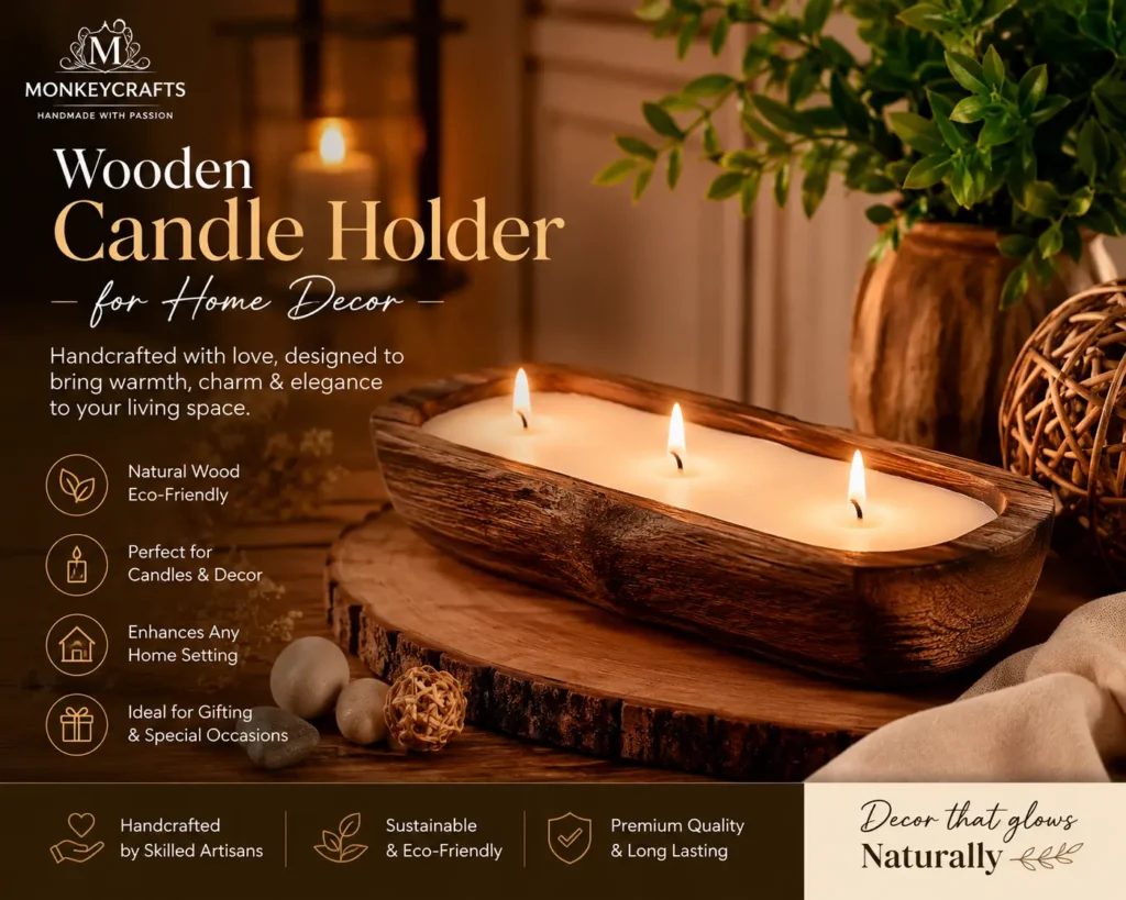 Candle Holders: Wooden, Decorative & Wholesale Options 2 wooden candle holders for home decor